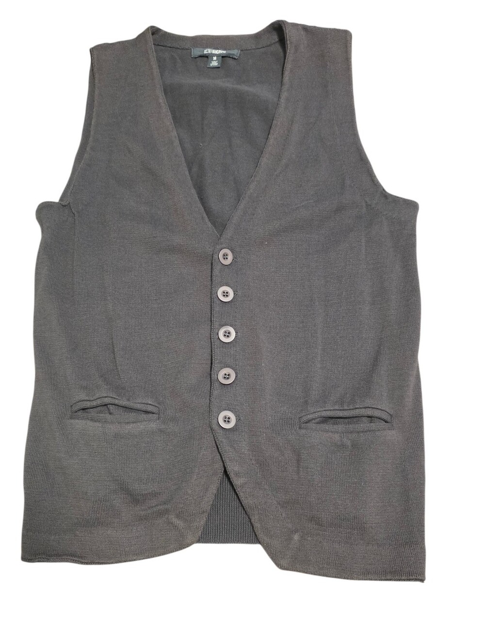 Heritage 1981 Button-up Ribbed 100% Cotton Vest With Pockets Size M VGUC